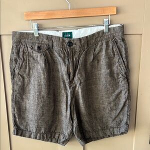 J.Crew Men’s 34 Plaid Preppy 100% Linen Brown Tan Shorts Beachy Summer